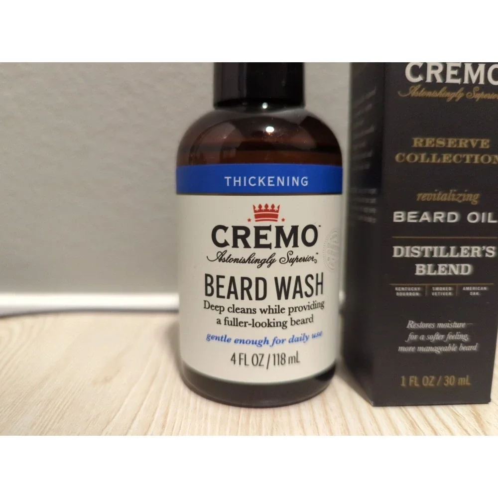 CREMO Thickening Beard Wash + Distiller's Blend Beard Oil